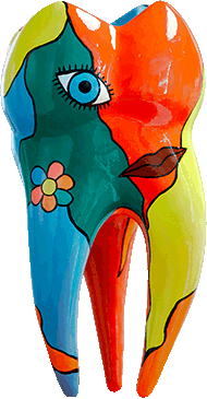 Bunter Zahn mit Auge und Mund